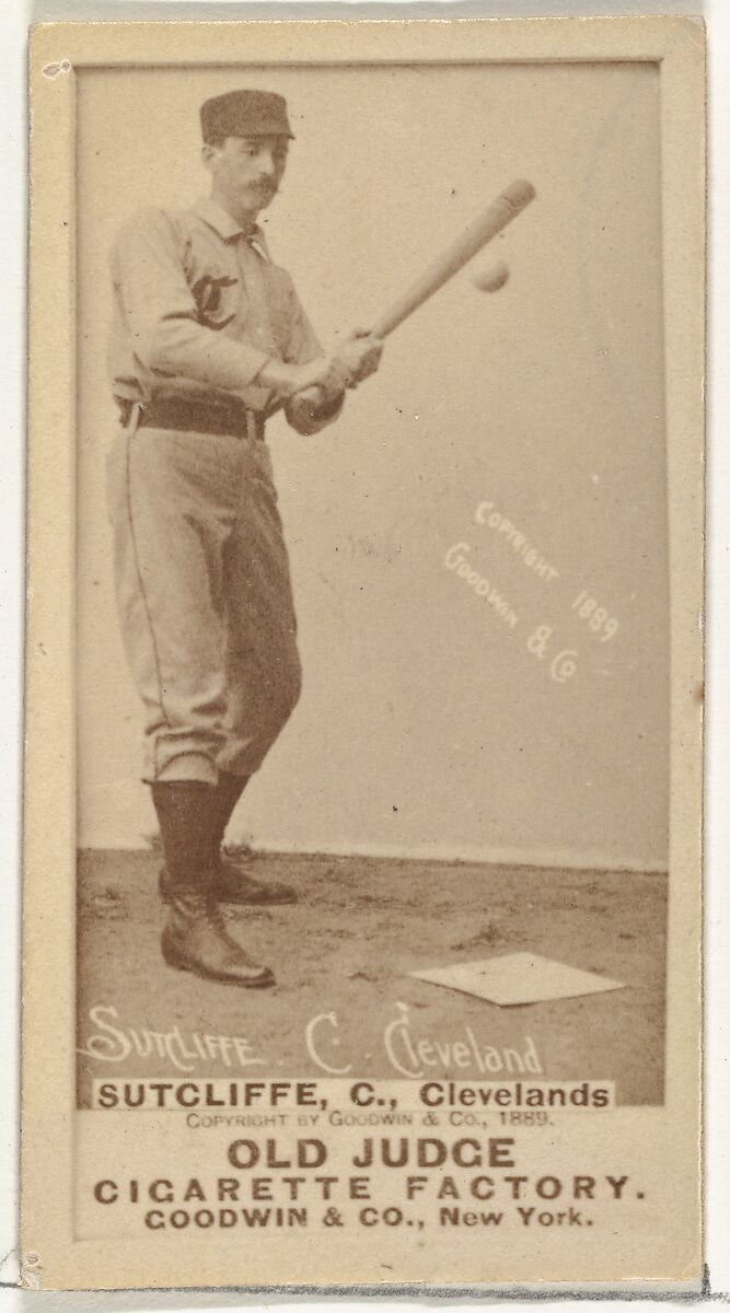 Elmer Ellsworth "Sy" Sutcliffe, Catcher, Cleveland, from the Old Judge series (N172) for Old Judge Cigarettes, Issued by Goodwin &amp; Company, Albumen photograph 