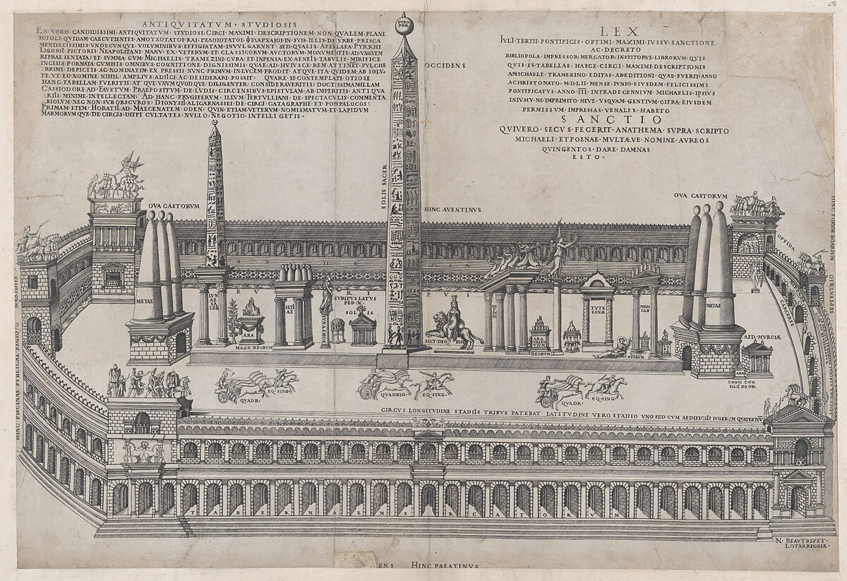 Circus Maximus, from "Speculum Romanae Magnificentiae", Nicolas Beatrizet (French, Lunéville 1515–ca. 1566 Rome (?)), Engraving 