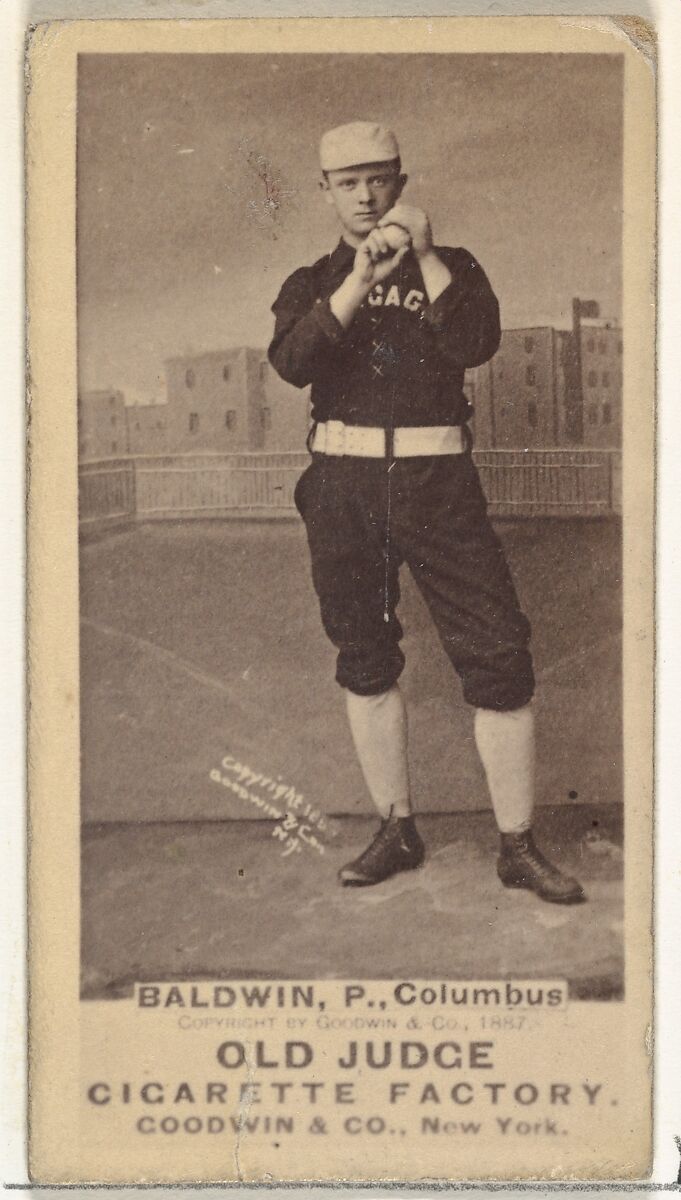 Marcus Elmore "Fido" Baldwin, Pitcher, Cleveland, from the Old Judge series (N172) for Old Judge Cigarettes, Issued by Goodwin &amp; Company, Albumen photograph 