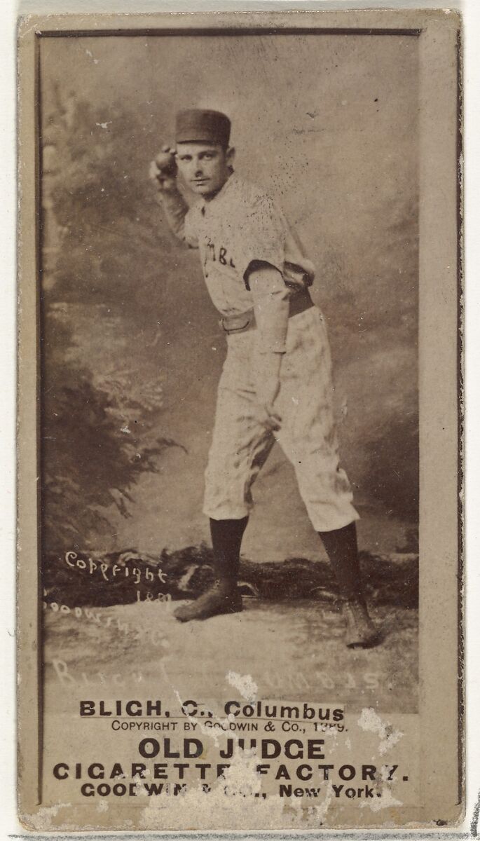 Edwin Forrest "Ned" Bligh, Catcher, Cleveland, from the Old Judge series (N172) for Old Judge Cigarettes, Issued by Goodwin &amp; Company, Albumen photograph 