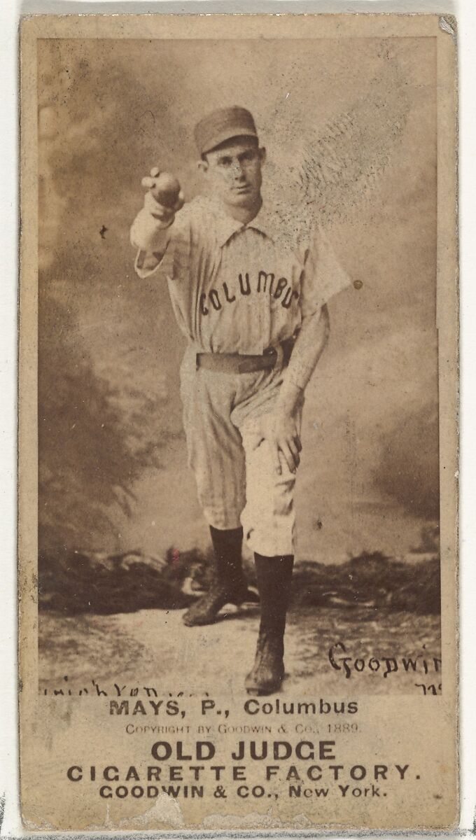 Albert C. "Al" Mays, Pitcher, Cleveland, from the Old Judge series (N172) for Old Judge Cigarettes, Issued by Goodwin &amp; Company, Albumen photograph 