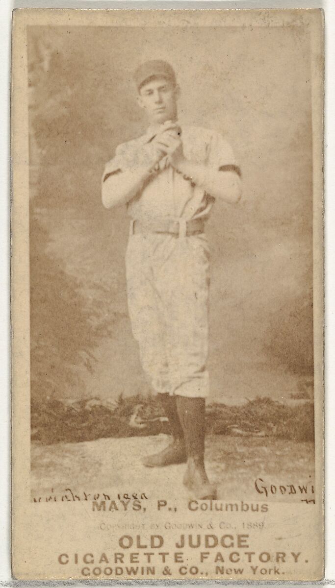 Albert C. "Al" Mays, Pitcher, Cleveland, from the Old Judge series (N172) for Old Judge Cigarettes, Issued by Goodwin &amp; Company, Albumen photograph 