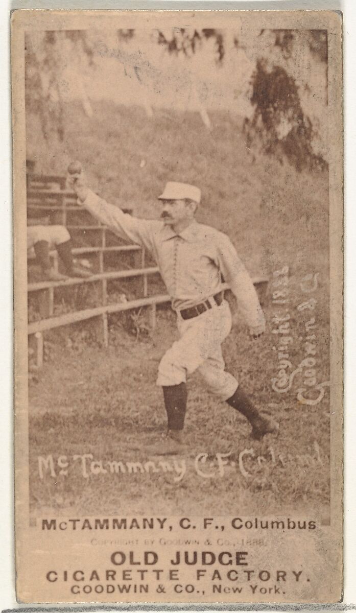 James Edward "Jim" McTamany, Center Field, Cleveland, from the Old Judge series (N172) for Old Judge Cigarettes, Issued by Goodwin &amp; Company, Albumen photograph 