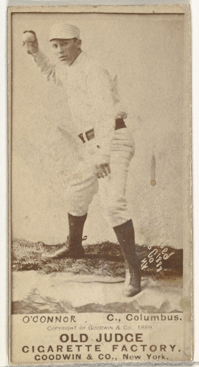 Jack "Peach Pie" O'Connor, Catcher, Cleveland, from the Old Judge series (N172) for Old Judge Cigarettes, Issued by Goodwin &amp; Company, Albumen photograph 