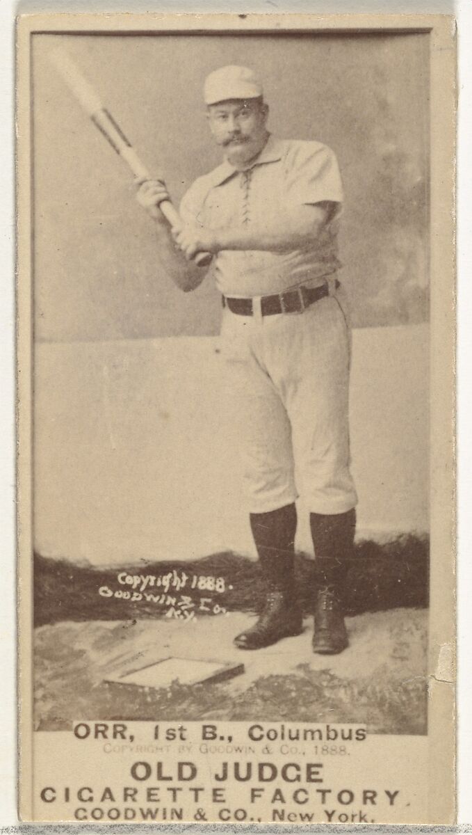 David L. "Dave" Orr, 1st Base, Cleveland, from the Old Judge series (N172) for Old Judge Cigarettes, Issued by Goodwin &amp; Company, Albumen photograph