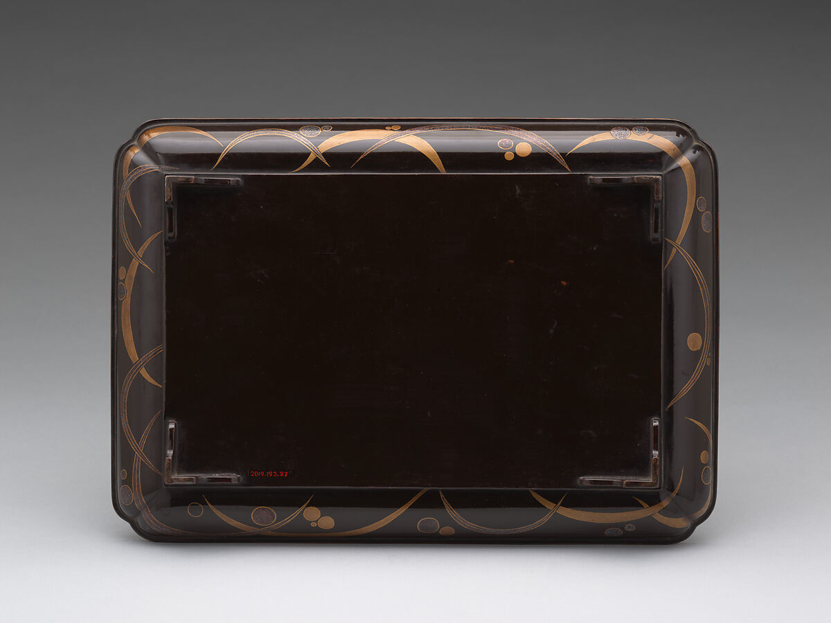 Tray for incense burner and utensils, Gold hiramaki-e, inlaid mother-of-pearl, and tinfoil on black lacquer, Japan