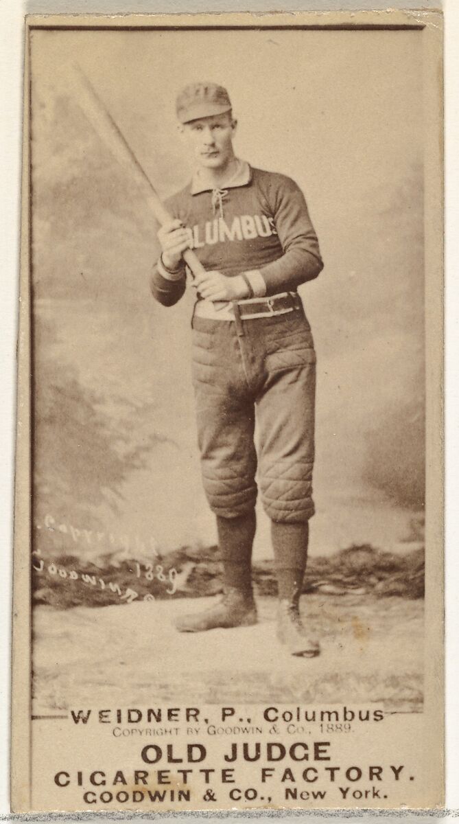 William Waterfield "Wild Bill" Widner, Pitcher, Cleveland, from the Old Judge series (N172) for Old Judge Cigarettes, Issued by Goodwin &amp; Company, Albumen photograph 