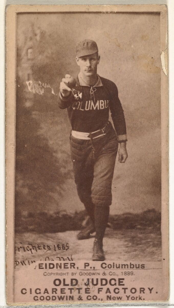 William Waterfield "Wild Bill" Widner, Pitcher, Cleveland, from the Old Judge series (N172) for Old Judge Cigarettes, Issued by Goodwin &amp; Company, Albumen photograph 