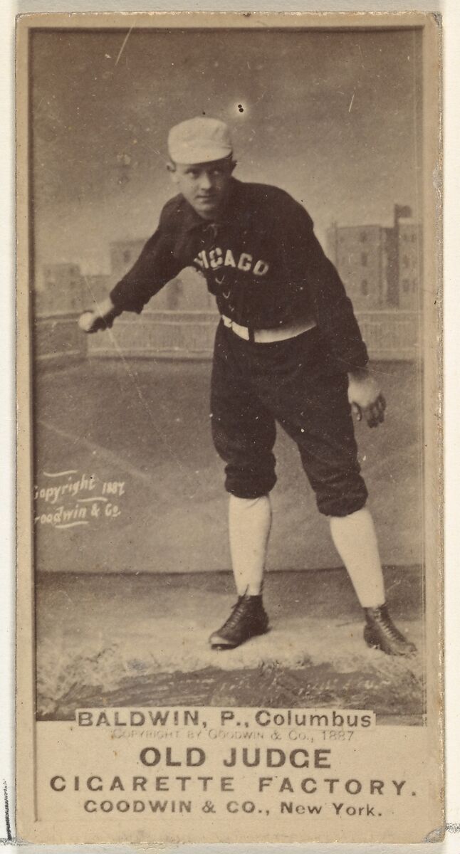 Marcus Elmore "Fido" Baldwin, Pitcher, Cleveland, from the Old Judge series (N172) for Old Judge Cigarettes, Issued by Goodwin &amp; Company, Albumen photograph 