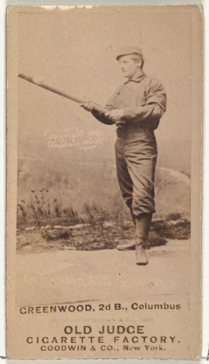 William F. "Bill" Greenwood, 2nd Base, Cleveland, from the Old Judge series (N172) for Old Judge Cigarettes, Issued by Goodwin &amp; Company, Albumen photograph 
