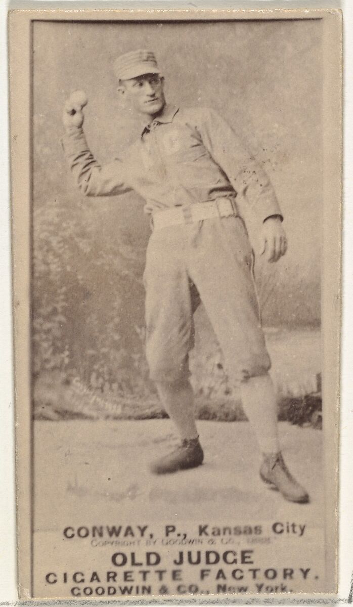 James P. "Jim" Conway, Pitcher, Kansas City Cowboys, from the Old Judge series (N172) for Old Judge Cigarettes, Issued by Goodwin &amp; Company, Albumen photograph 