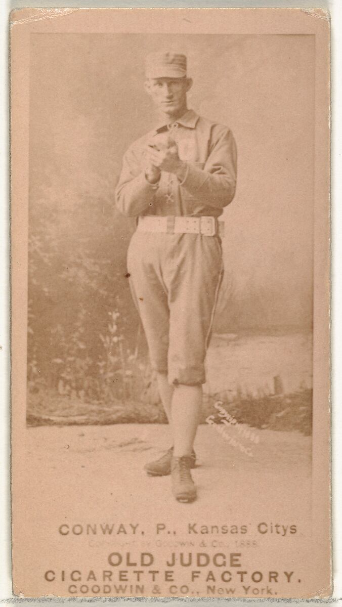 James P. "Jim" Conway, Pitcher, Kansas City Cowboys, from the Old Judge series (N172) for Old Judge Cigarettes, Issued by Goodwin &amp; Company, Albumen photograph 