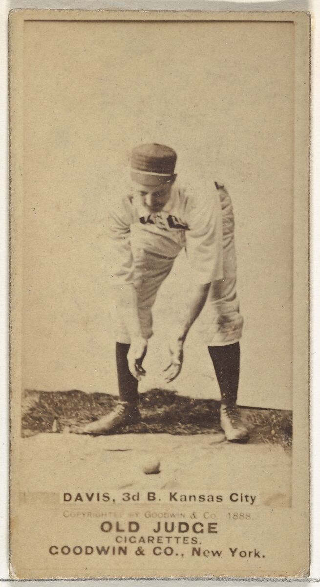 James J. "Jumbo" Davis, 3rd Base, Kansas City Cowboys, from the Old Judge series (N172) for Old Judge Cigarettes, Issued by Goodwin &amp; Company, Albumen photograph 