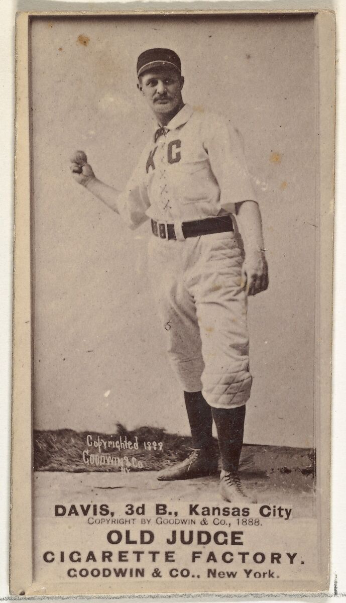 James J. "Jumbo" Davis, 3rd Base, Kansas City Cowboys, from the Old Judge series (N172) for Old Judge Cigarettes, Issued by Goodwin &amp; Company, Albumen photograph 