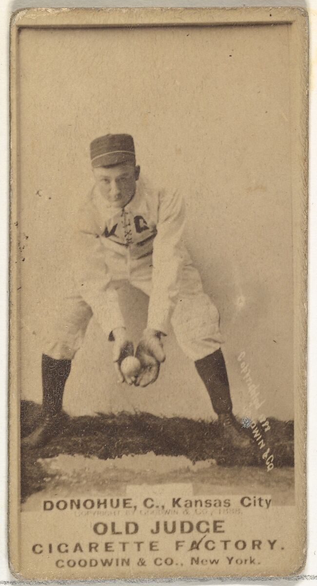 James Augustus "Jim" Donahue, Catcher, Kansas City Cowboys, from the Old Judge series (N172) for Old Judge Cigarettes, Issued by Goodwin &amp; Company, Albumen photograph 