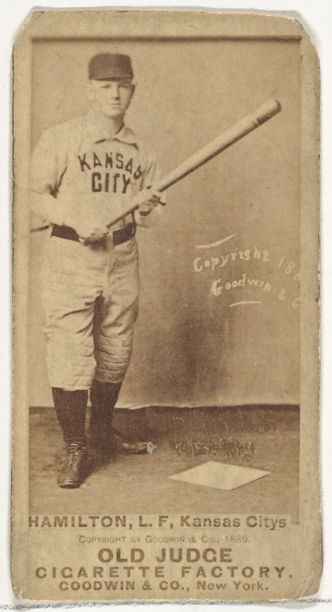 William Robert "Sliding Billy" Hamilton, Left Field, Kansas City Cowboys, from the Old Judge series (N172) for Old Judge Cigarettes, Issued by Goodwin &amp; Company, Albumen photograph 