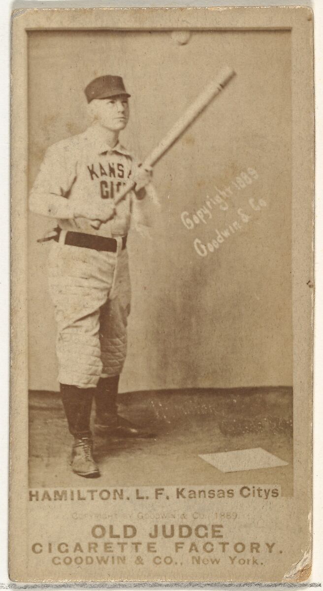 William Robert "Sliding Billy" Hamilton, Left Field, Kansas City Cowboys, from the Old Judge series (N172) for Old Judge Cigarettes, Issued by Goodwin &amp; Company, Albumen photograph 