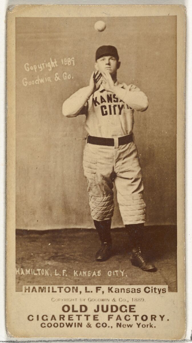 William Robert "Sliding Billy" Hamilton, Left Field, Kansas City Cowboys, from the Old Judge series (N172) for Old Judge Cigarettes, Issued by Goodwin &amp; Company, Albumen photograph 