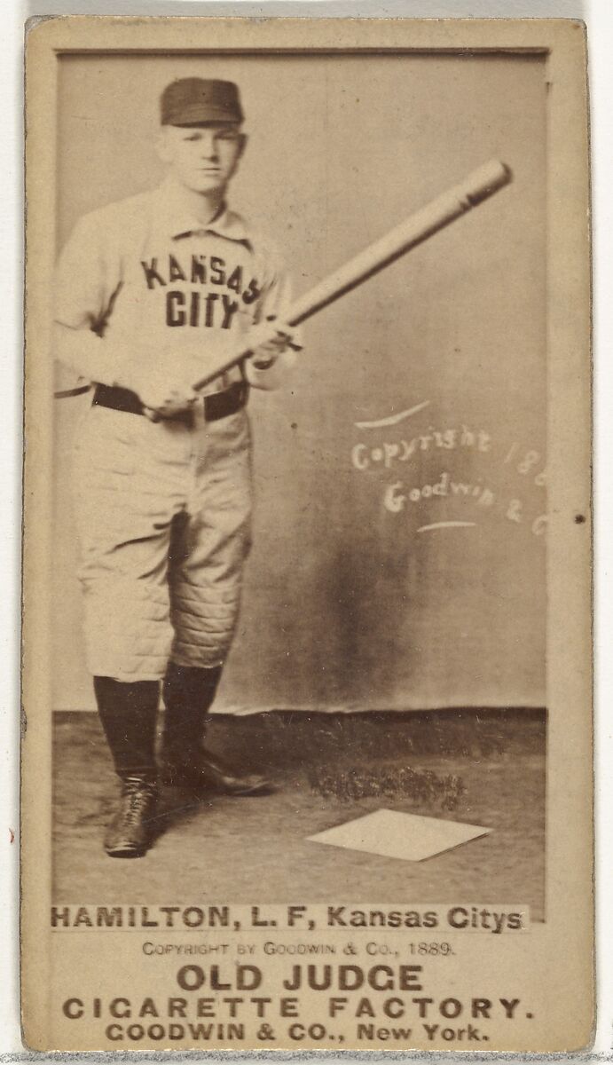 William Robert "Sliding Billy" Hamilton, Left Field, Kansas City Cowboys, from the Old Judge series (N172) for Old Judge Cigarettes, Issued by Goodwin &amp; Company, Albumen photograph 