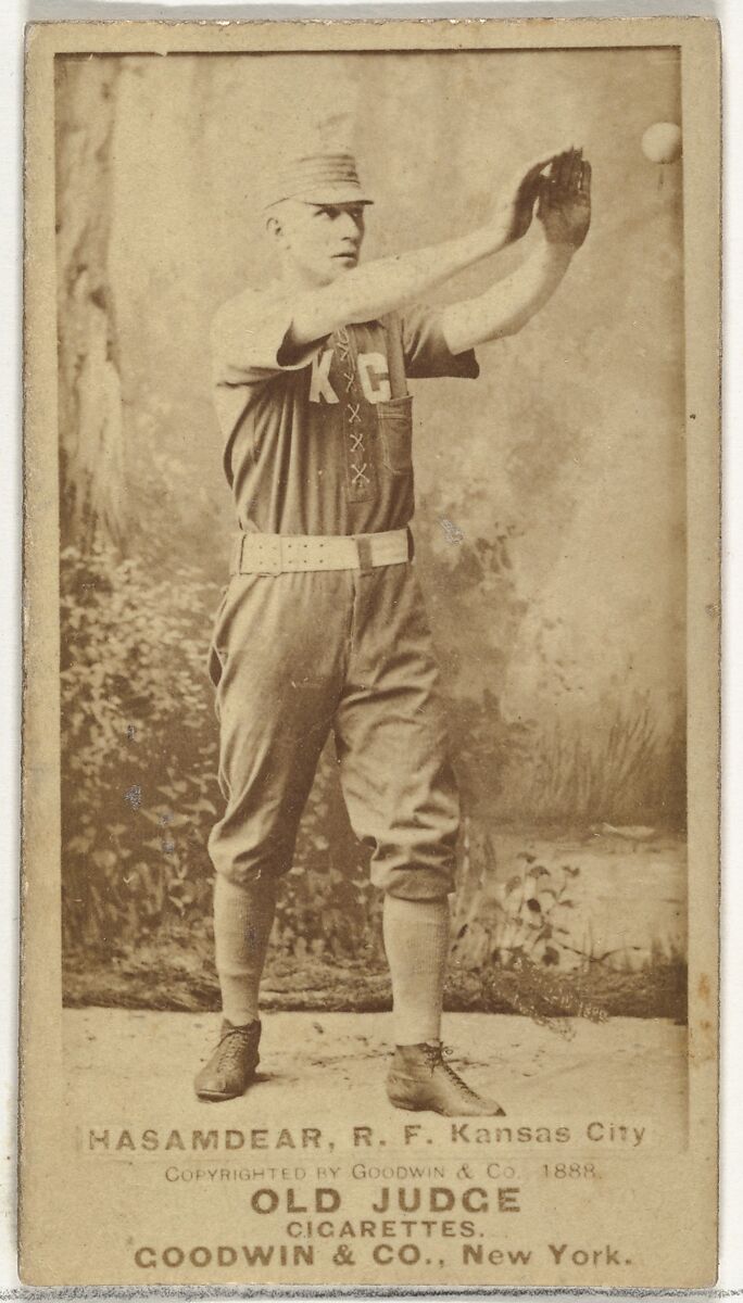 William Louis Hassamaer, Right Field, Kansas City Cowboys, from the Old Judge series (N172) for Old Judge Cigarettes, Issued by Goodwin &amp; Company, Albumen photograph 