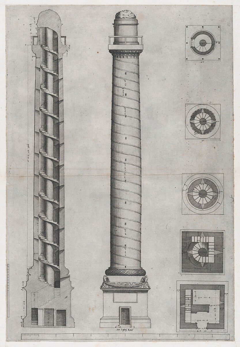 The Column of Trajan, from "Speculum Romanae Magnificentiae", Anonymous, Italian, 16th century, Engraving 