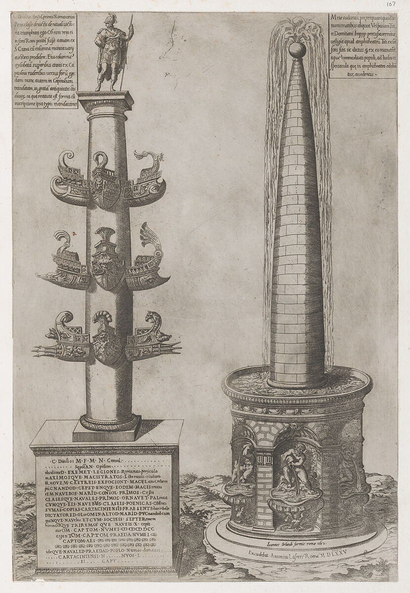 Column of Duilius, from "Speculum Romanae Magnificentiae", Anonymous, Etching 