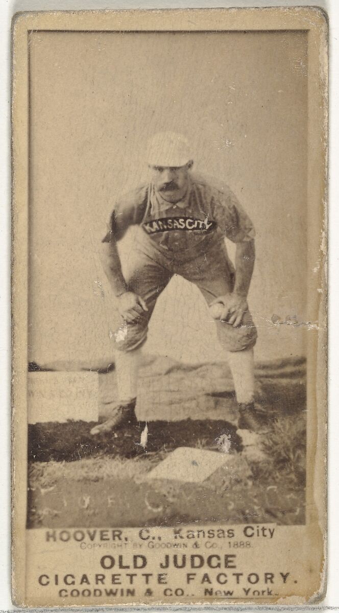Charles E. "Charlie" Hoover, Catcher, Kansas City Cowboys, from the Old Judge series (N172) for Old Judge Cigarettes, Issued by Goodwin &amp; Company, Albumen photograph 
