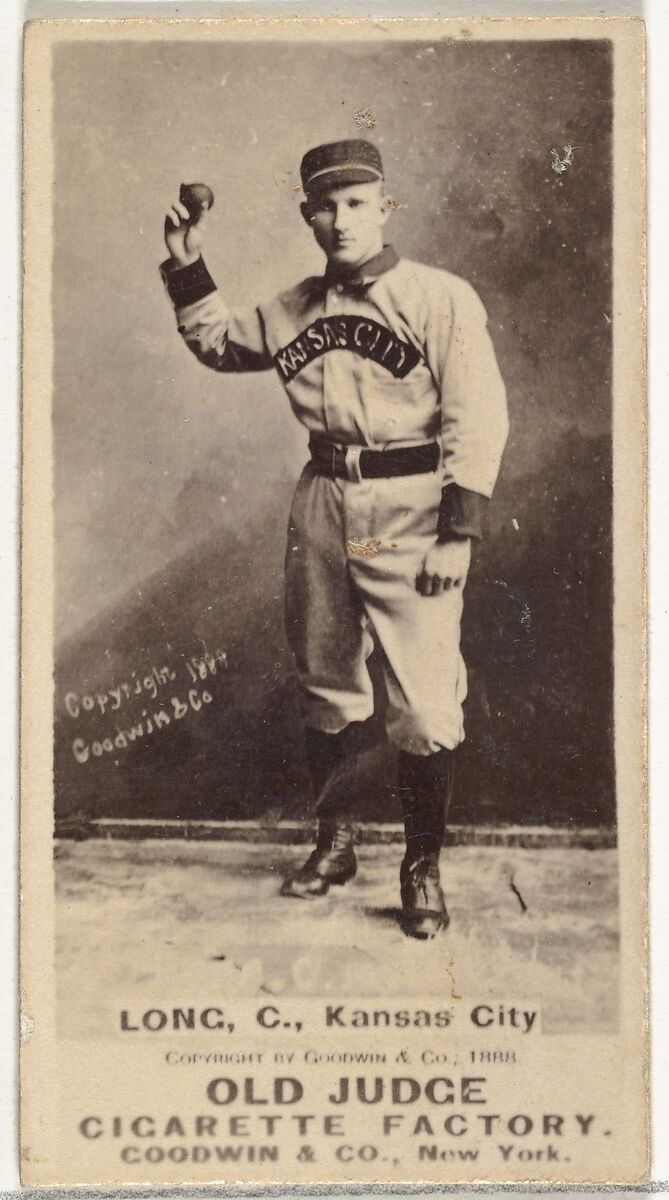 Herman C. Long, Catcher, Kansas City Cowboys, from the Old Judge series (N172) for Old Judge Cigarettes, Issued by Goodwin &amp; Company, Albumen photograph 