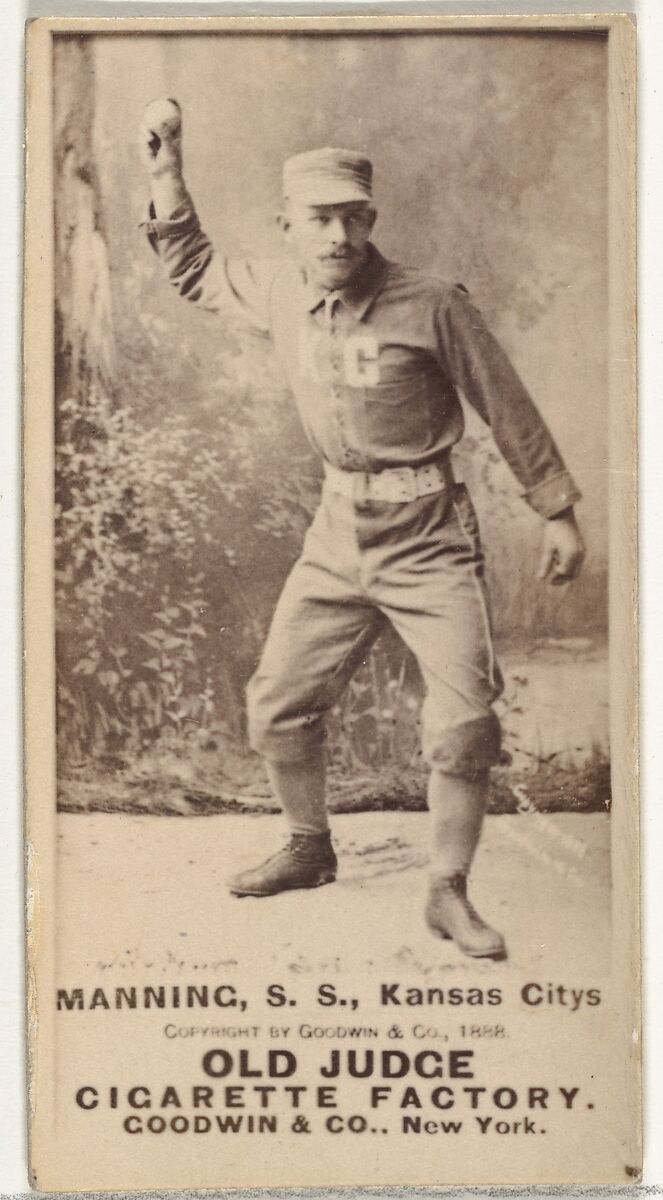 James H. "Jim" Manning, Shortstop, Kansas City Cowboys, from the Old Judge series (N172) for Old Judge Cigarettes, Issued by Goodwin &amp; Company, Albumen photograph 