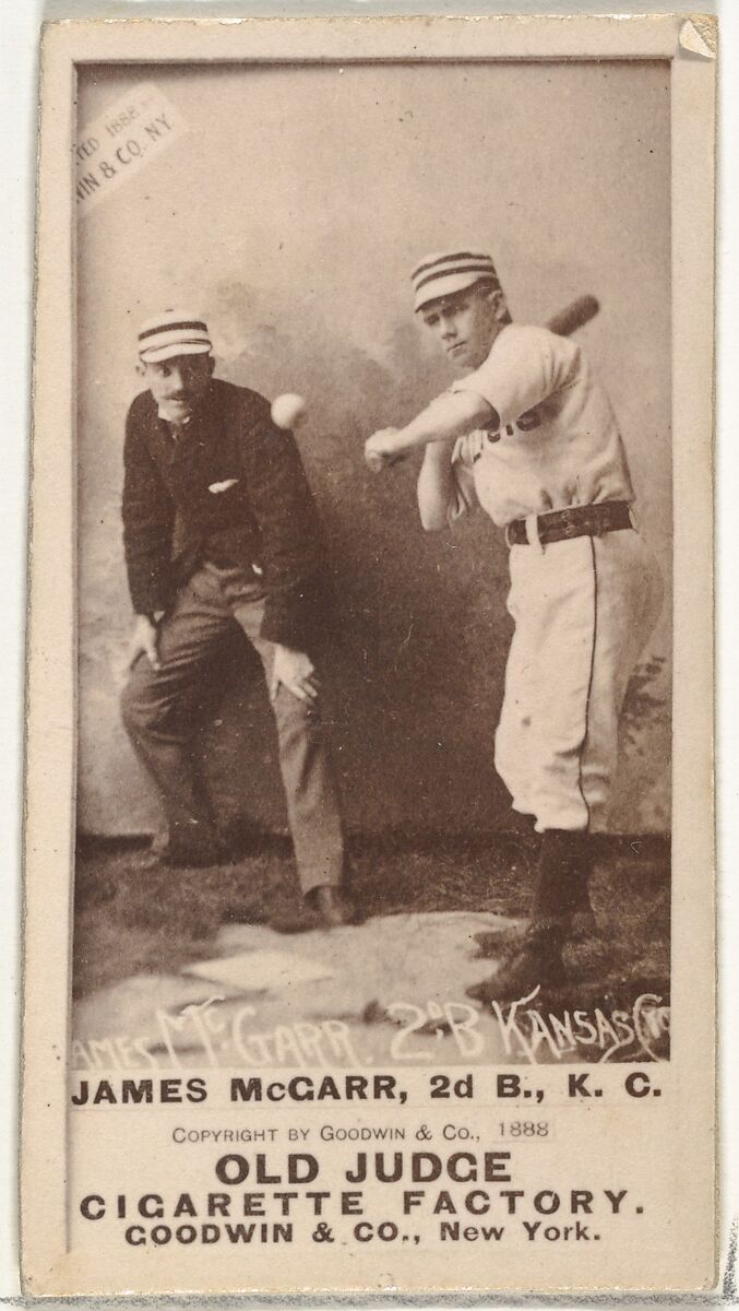 James B. "Chippy" McGarr, 2nd Base, Kansas City Cowboys, from the Old Judge series (N172) for Old Judge Cigarettes, Issued by Goodwin &amp; Company, Albumen photograph 