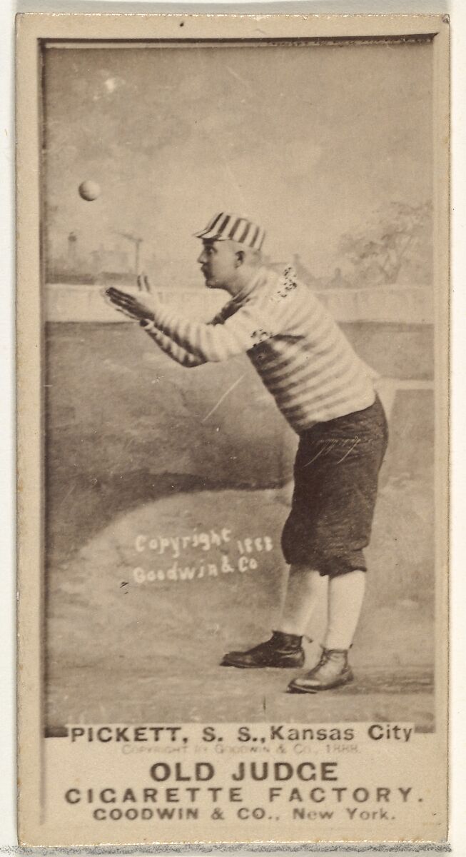 John Thomas Pickett, Shortstop, Kansas City Cowboys, from the Old Judge series (N172) for Old Judge Cigarettes, Issued by Goodwin &amp; Company, Albumen photograph 