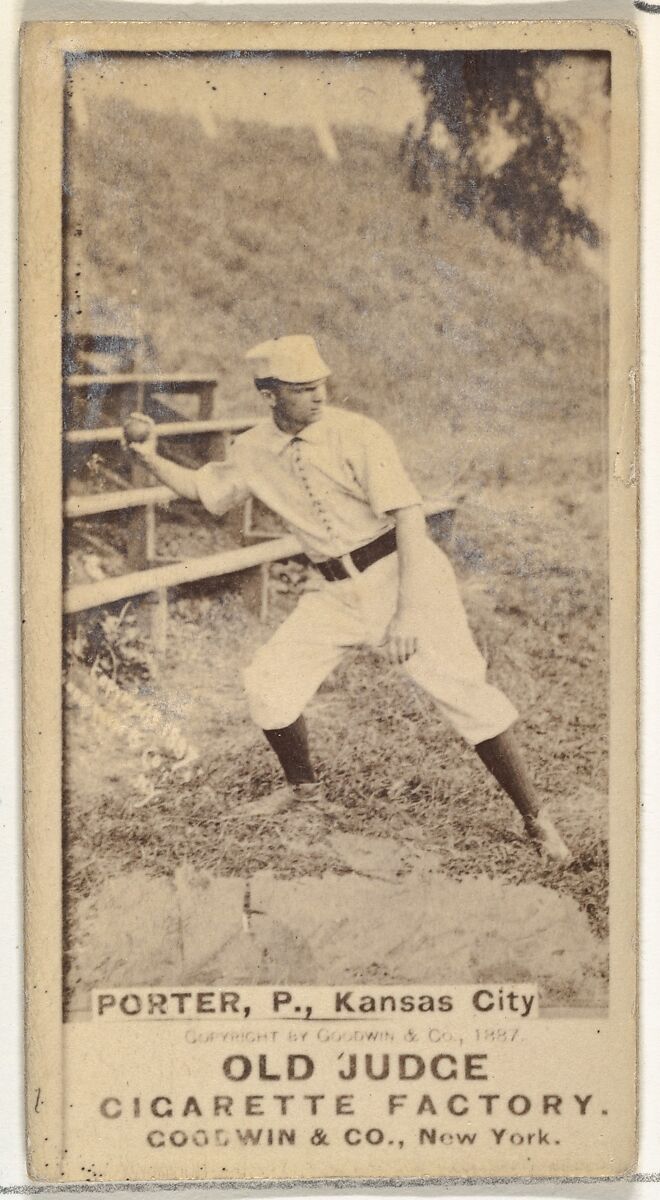 Walter Henry Porter, Pitcher, Kansas City Cowboys, from the Old Judge series (N172) for Old Judge Cigarettes, Issued by Goodwin &amp; Company, Albumen photograph 