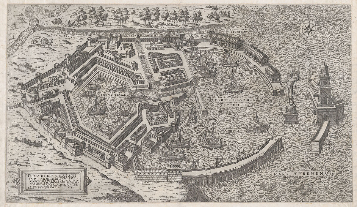 Port of Rome, from "Speculum Romanae Magnificentiae", Giovanni Ambrogio Brambilla (Italian, active Rome, 1575–99), Etching and engraving 