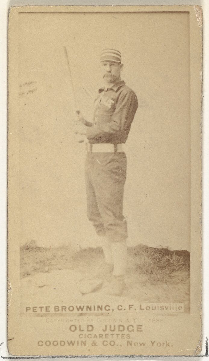 Louis Rogers "Pete" Browning, Center Field, Louisville Colonels, from the Old Judge series (N172) for Old Judge Cigarettes, Issued by Goodwin &amp; Company, Albumen photograph 