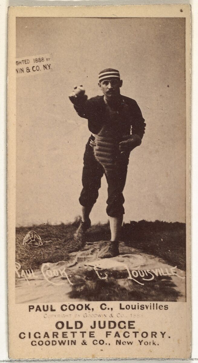 Paul Cook, Catcher, Louisville Colonels, from the Old Judge series (N172) for Old Judge Cigarettes, Issued by Goodwin &amp; Company, Albumen photograph 