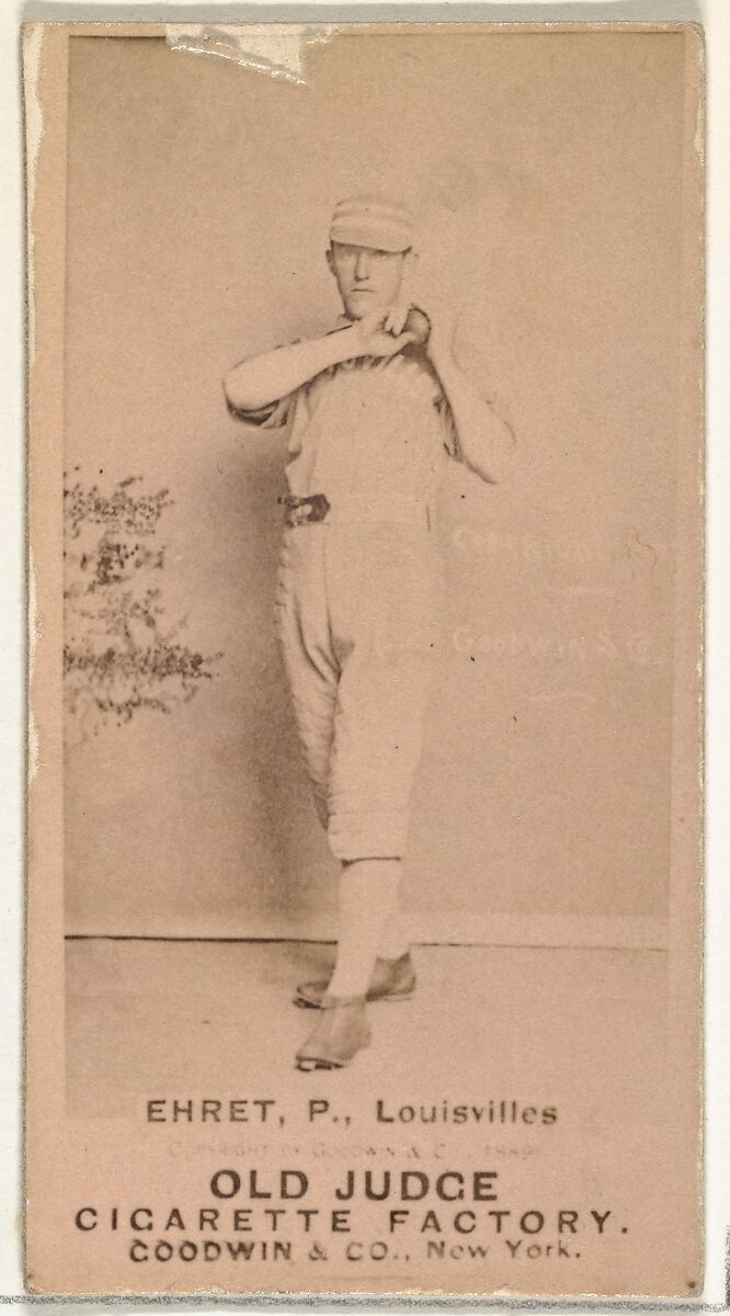Philip Sydney "Red" Ehret, Pitcher, Louisville Colonels, from the Old Judge series (N172) for Old Judge Cigarettes, Issued by Goodwin &amp; Company, Albumen photograph 