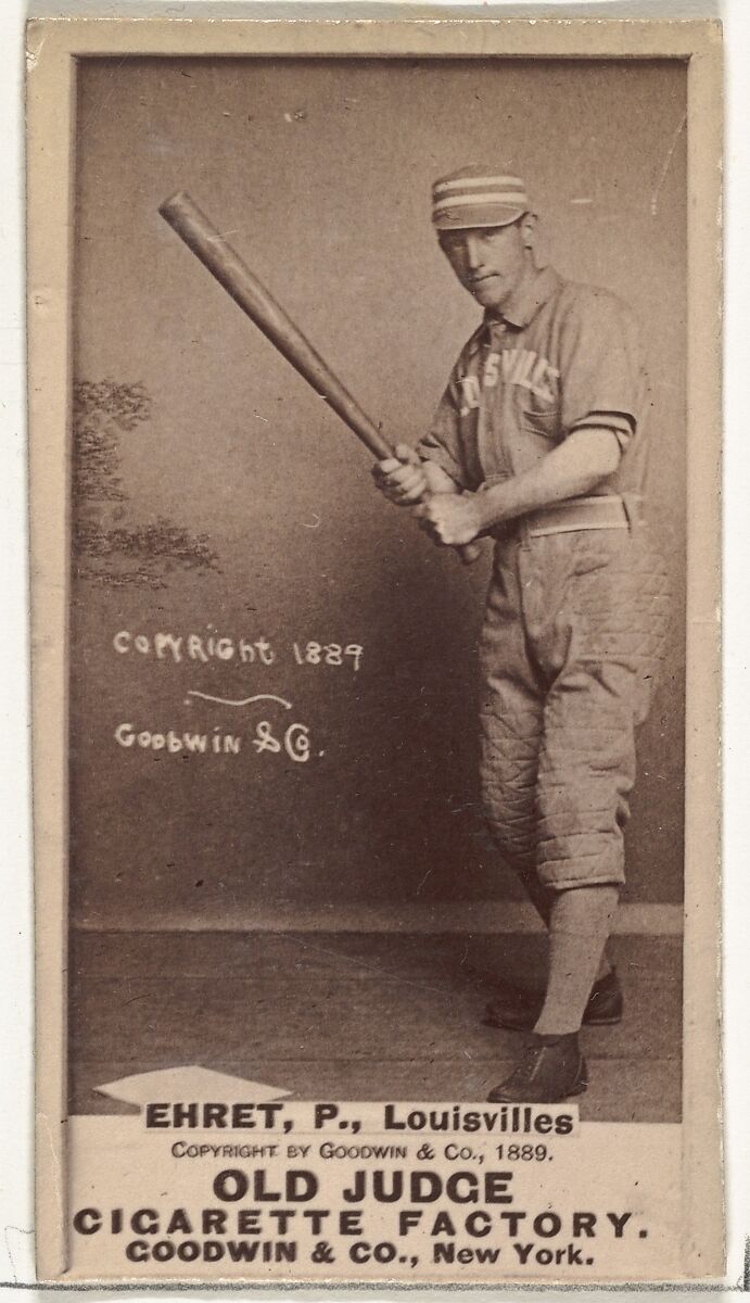 Philip Sydney "Red" Ehret, Pitcher, Louisville Colonels, from the Old Judge series (N172) for Old Judge Cigarettes, Issued by Goodwin &amp; Company, Albumen photograph 