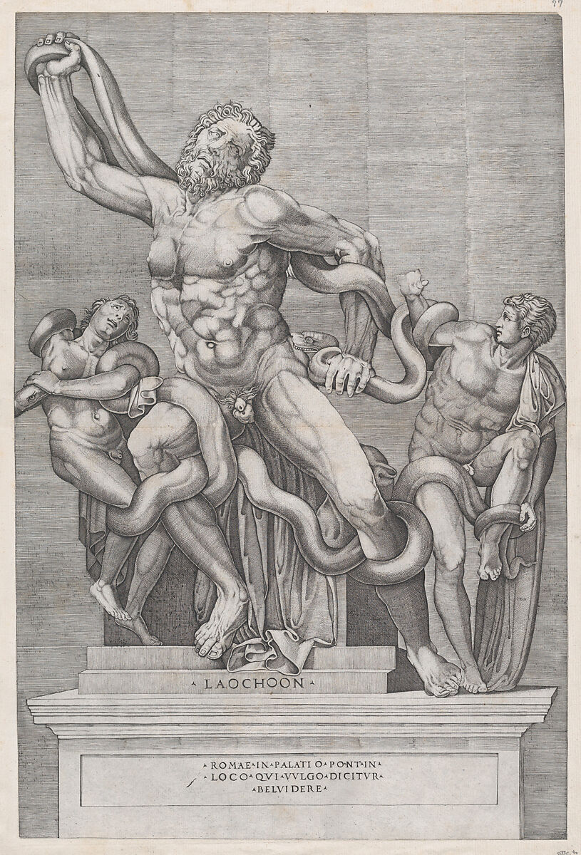 Laocoon, from "Speculum Romanae Magnificentiae", Attributed to Nicolas Beatrizet (French, Lunéville 1515–ca. 1566 Rome (?)), Engraving 