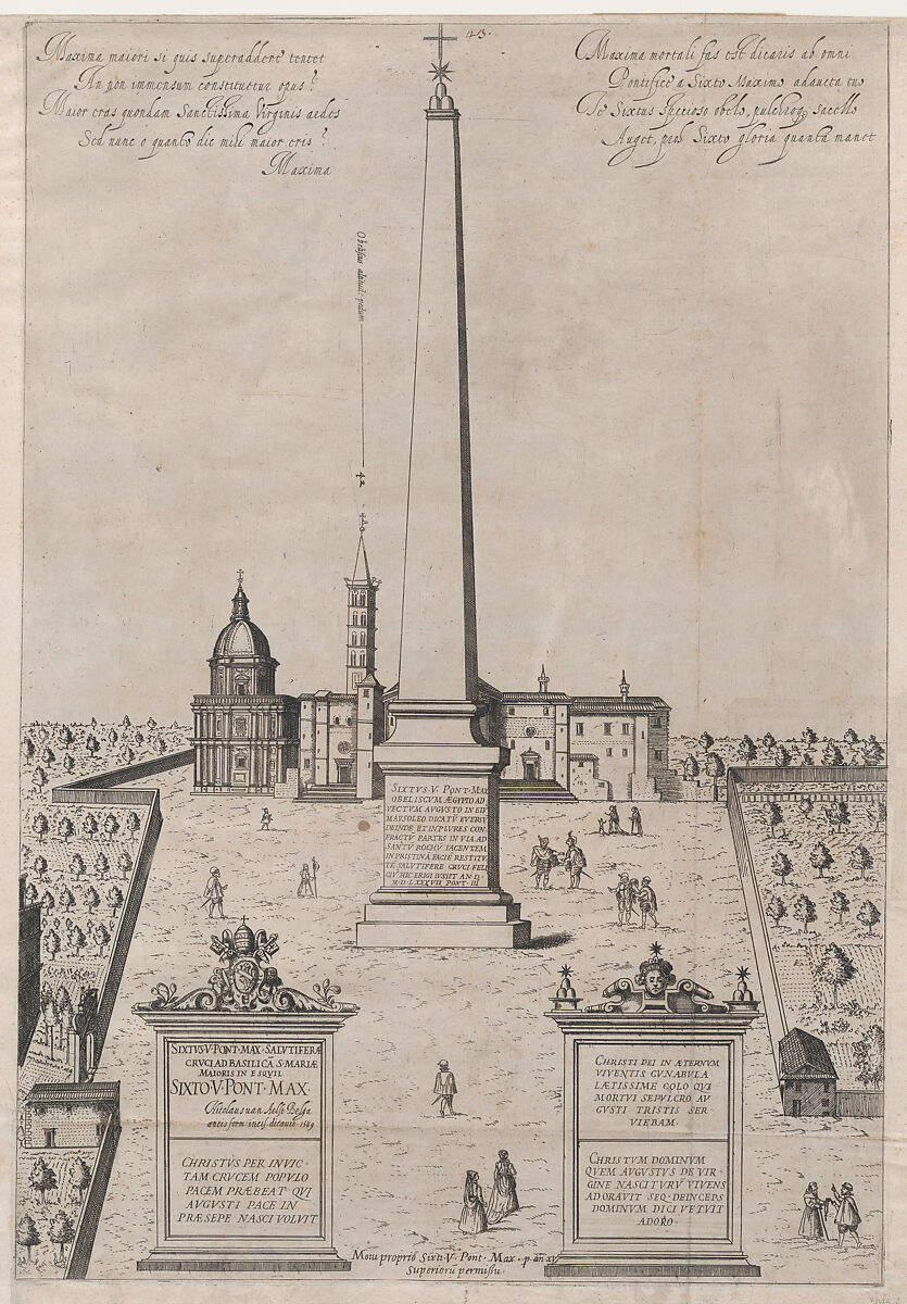 The Egyptian Obelisk of Augustus, from "Speculum Romanae Magnificentiae", Anonymous, Etching and engraving 