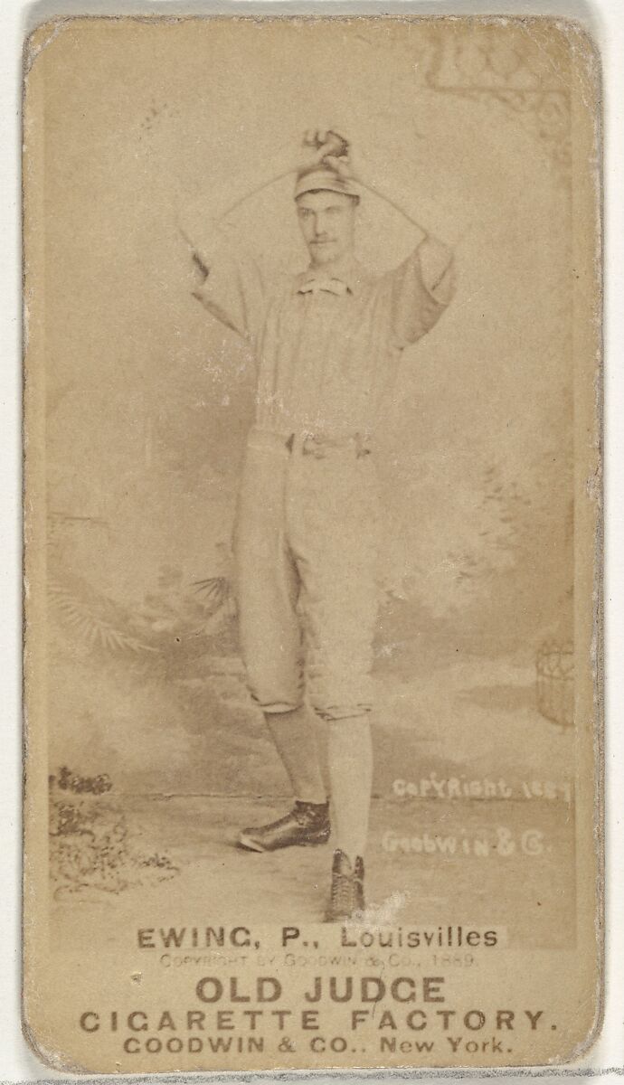 John Ewing, Pitcher, Louisville Colonels, from the Old Judge series (N172) for Old Judge Cigarettes, Issued by Goodwin &amp; Company, Albumen photograph 