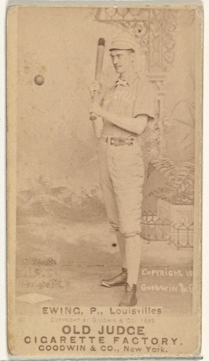 John Ewing, Pitcher, Louisville Colonels, from the Old Judge series (N172) for Old Judge Cigarettes, Issued by Goodwin &amp; Company, Albumen photograph 