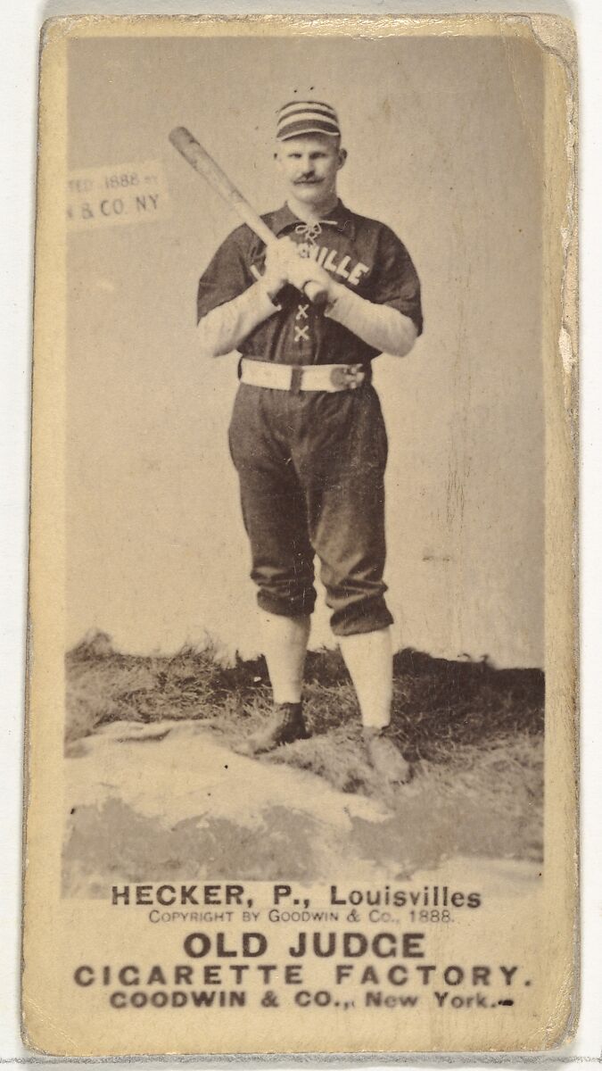 Guy Jackson Hecker, Pitcher, Louisville Colonels, from the Old Judge series (N172) for Old Judge Cigarettes, Issued by Goodwin &amp; Company, Albumen photograph 