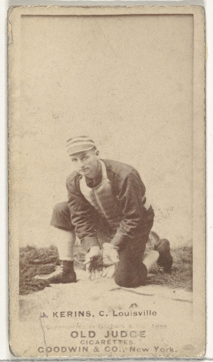 John Nelson Kerins, Catcher, Louisville Colonels, from the Old Judge series (N172) for Old Judge Cigarettes, Issued by Goodwin &amp; Company, Albumen photograph 