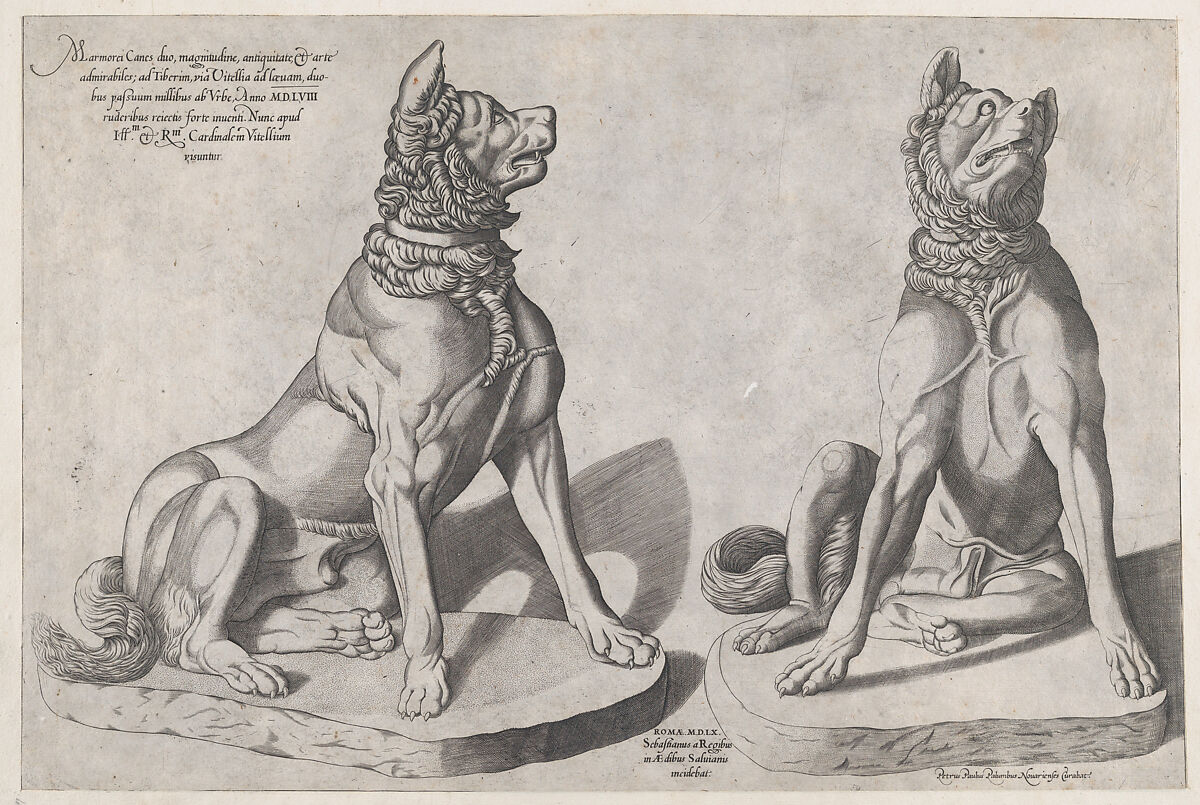 Two Dogs, from "Speculum Romanae Magnificentiae", Sebastiano di Re (Italian, active Rome, 1557–63), Engraving 