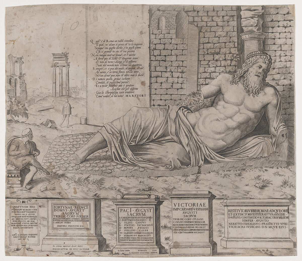 Marforius, Attributed to Nicolas Beatrizet (French, Lunéville 1515–ca. 1566 Rome (?)), Engraving 