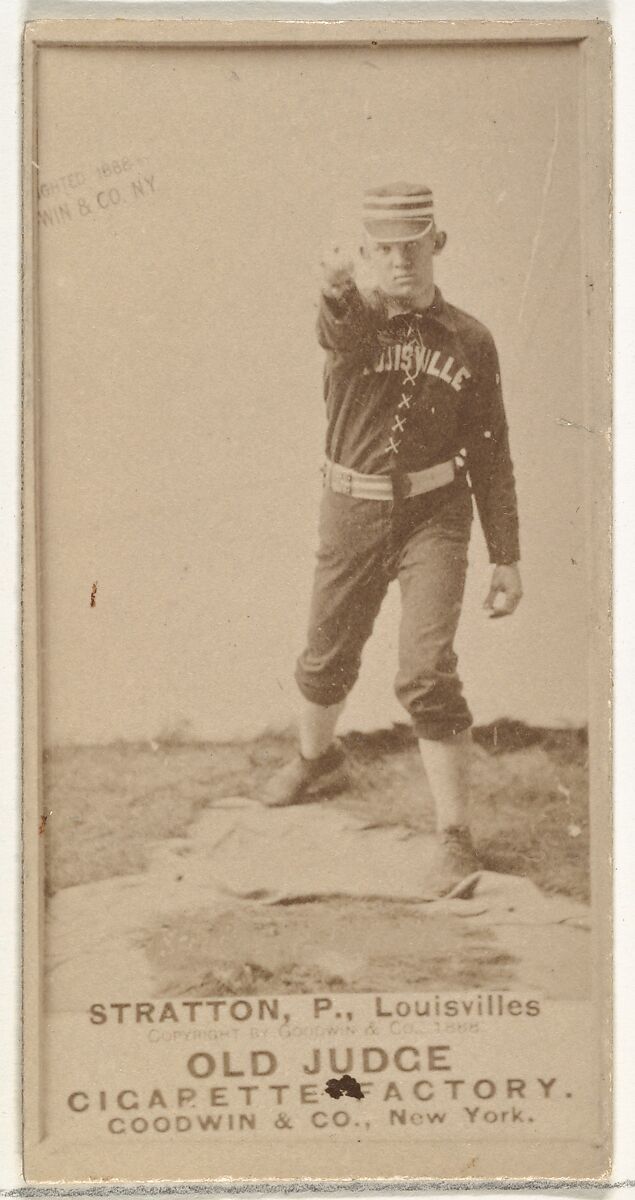Chilton Scott Stratton, Pitcher, Louisville Colonels, from the Old Judge series (N172) for Old Judge Cigarettes, Issued by Goodwin &amp; Company, Albumen photograph 