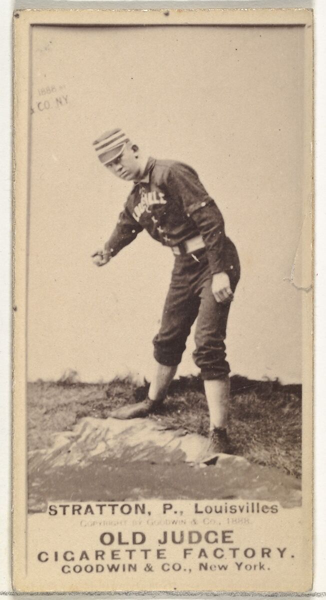 Chilton Scott Stratton, Pitcher, Louisville Colonels, from the Old Judge series (N172) for Old Judge Cigarettes, Issued by Goodwin &amp; Company, Albumen photograph 
