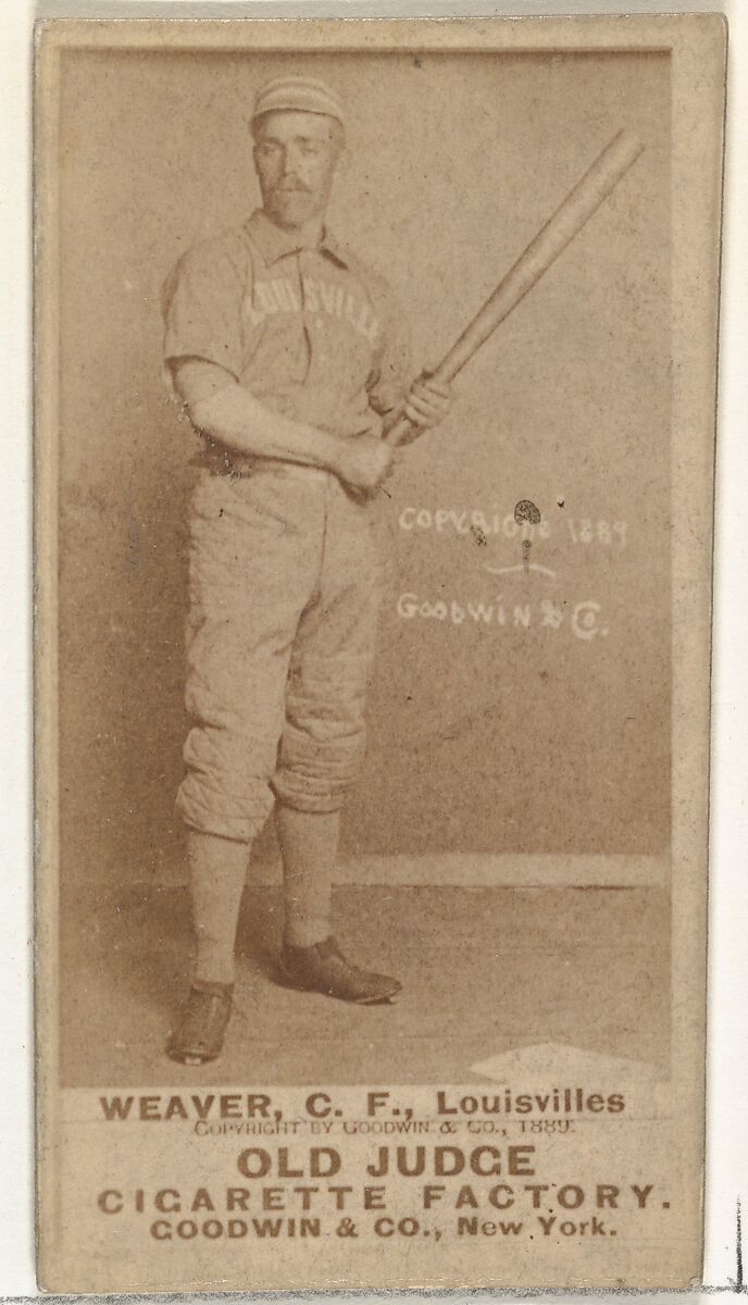William B. "Farmer" Weaver, Center Field, Louisville Colonels, from the Old Judge series (N172) for Old Judge Cigarettes, Issued by Goodwin &amp; Company, Albumen photograph 