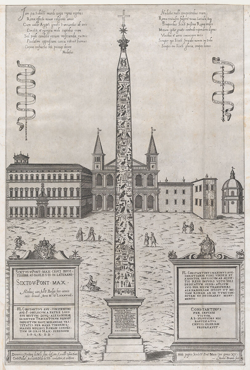 The Egyptian Obelisk of Constantine, from "Speculum Romanae Magnificentiae", Giovanni Ambrogio Brambilla (Italian, active Rome, 1575–99), Engraving and etching 