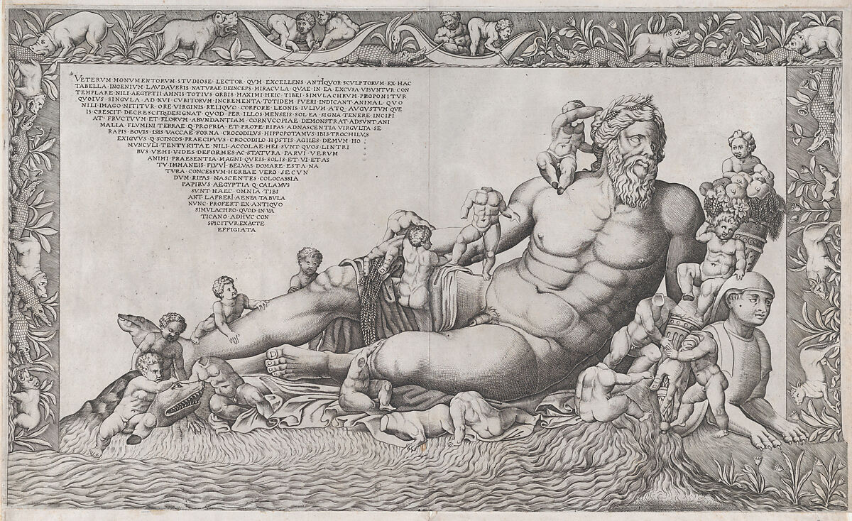 The Nile, from "Speculum Romanae Magnificentiae", Nicolas Beatrizet (French, Lunéville 1515–ca. 1566 Rome (?)), Engraving; first state of three 